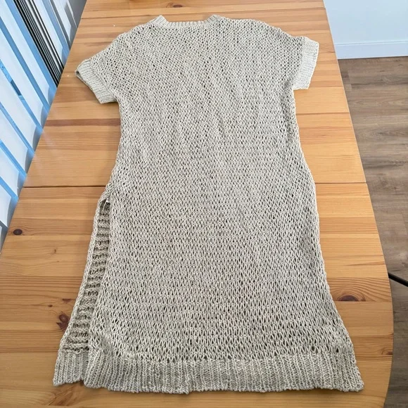 Free People Beach Open Knit Cotton Blend Beige Midi Dress Beach Cover Co… - Picture 5 of 9